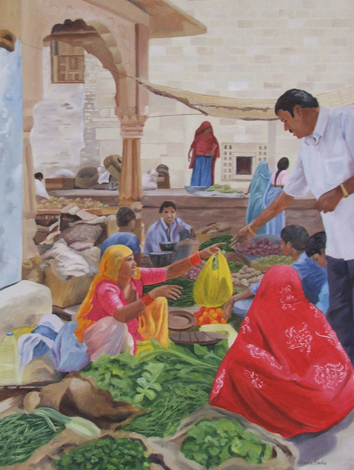 Jaisalmer Markets, Oil 106x87cm, $840
